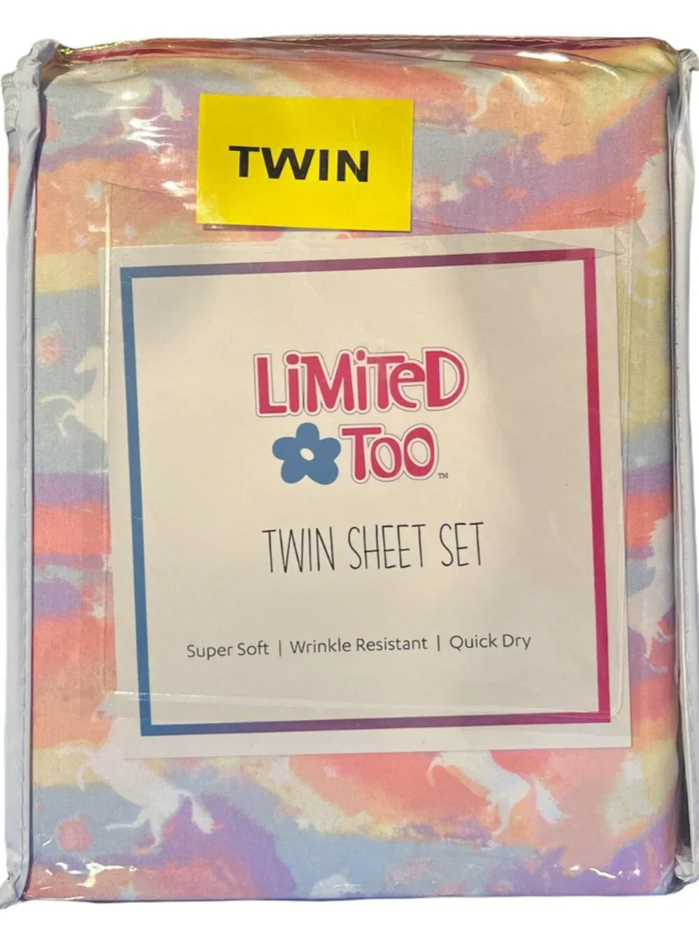 New LIMITED TOO Rainbow Unicorn Tie Dye Twin Sheet Set - 3-pc TWIN SIZE